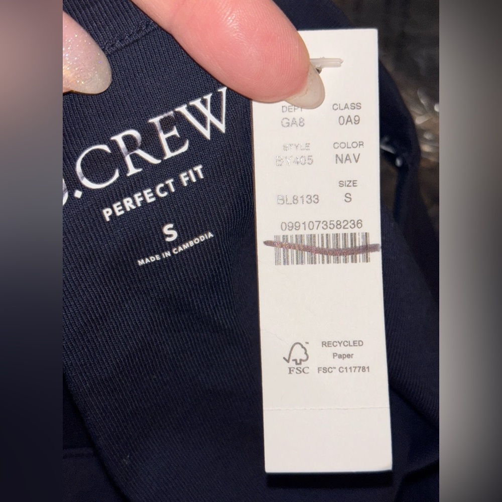 NWT J.Crew Perfect-fit high-neck tank top Small Navy Casual Simple Minimalist - Picture 8 of 10